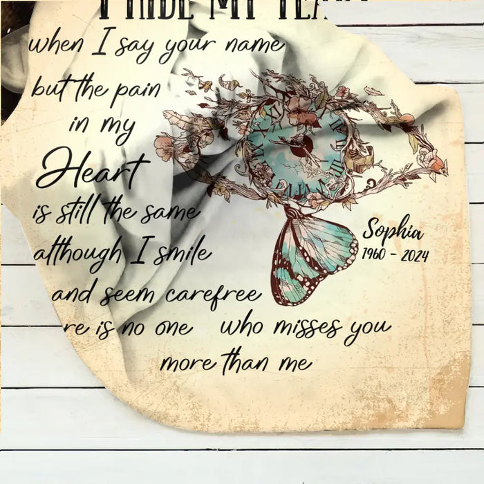 Personalized Memorial Fleece Throw Blanket/Quilt - Memorial Gift Idea For Family Member - I Hide My Tears