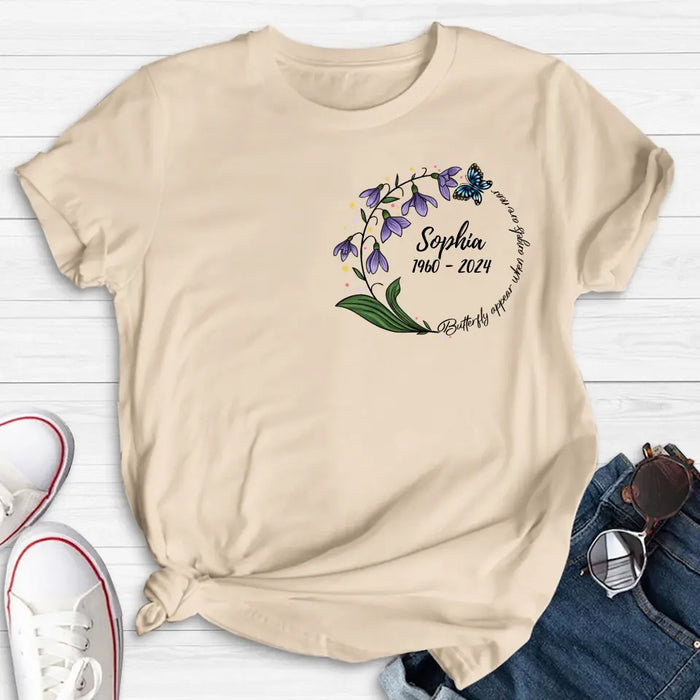 Personalized Memorial T-shirt/Long Sleeve/Sweatshirt/Pullover Hoodie - Memorial Gift - Butterflies Appear When Angels Are Near