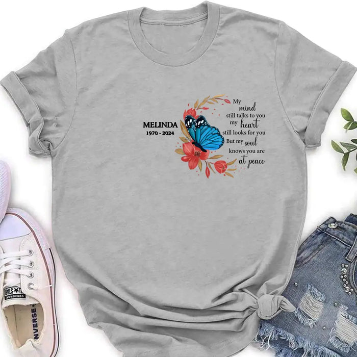 Personalized Flower Memorial Shirt/Hoodie - Memorial Gift Idea for Mother's Day/Father's Day - My Mind Still Talks To You