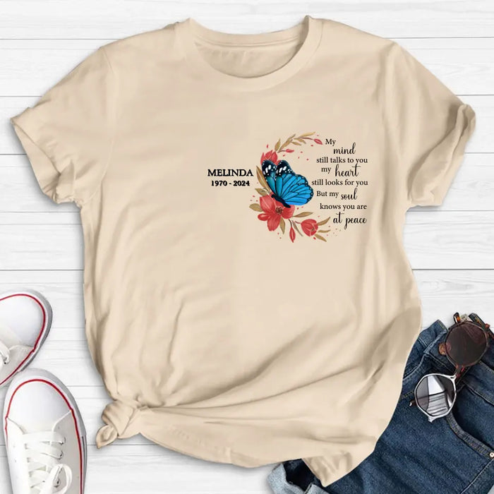 Personalized Flower Memorial Shirt/Hoodie - Memorial Gift Idea for Mother's Day/Father's Day - My Mind Still Talks To You