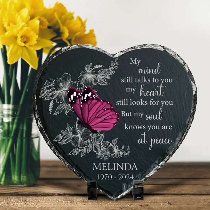 Personalized Memorial Heart Lithograph - Memorial Gift Idea for Mother's Day/Father's Day - My Mind Still Talks To You My Heart Still Looks For You