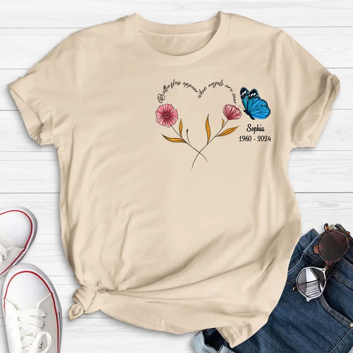 Personalized Memorial Shirt/Hoodie - Memorial Gift Idea for Mother's Day/Father's Day - Butterflies Appear When Angels Are Near
