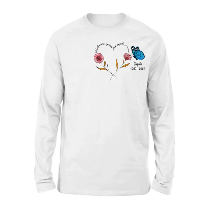 Personalized Memorial Shirt/Hoodie - Memorial Gift Idea for Mother's Day/Father's Day - Butterflies Appear When Angels Are Near