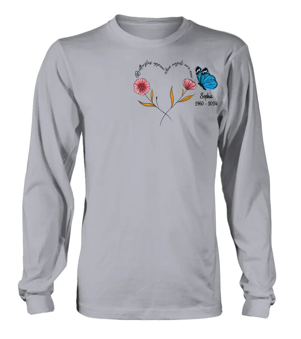 Personalized Memorial Shirt/Hoodie - Memorial Gift Idea for Mother's Day/Father's Day - Butterflies Appear When Angels Are Near