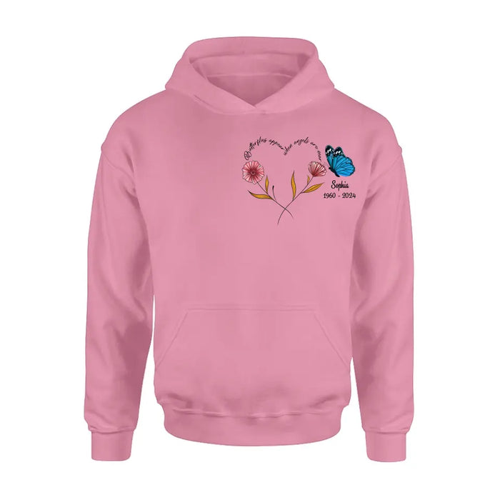 Personalized Memorial Shirt/Hoodie - Memorial Gift Idea for Mother's Day/Father's Day - Butterflies Appear When Angels Are Near