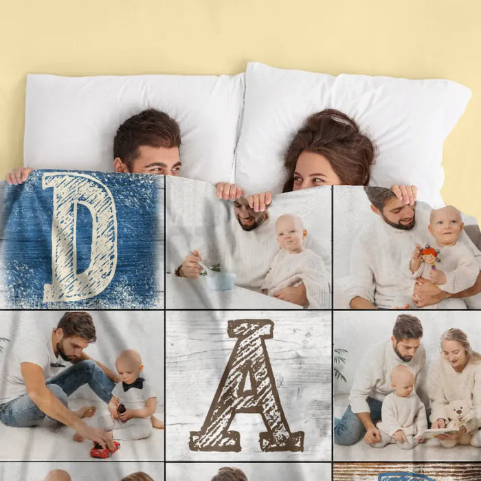 Personalized Father's Day Throw Fleece Blanket - Upload Photos - Dad I Hope Every Time You Snuggle This Blanket It Reminds You How Much I Love You
