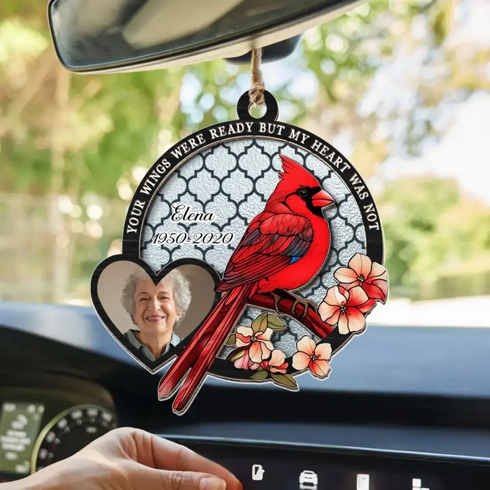 Personalized Memorial Photo Suncatcher Ornament - Memorial Gift Idea for Mother's Day/Father's Day - Your Wings Were Ready But My Heart Was Not
