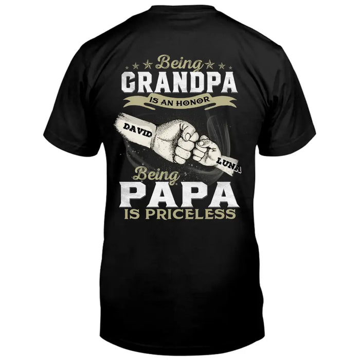 Personalized Grandpa Shirt/Hoodie - Father's Day Gift Idea - Being Grandpa Is An Honor Being Papa Is Priceless