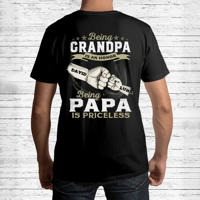 Personalized Grandpa Shirt/Hoodie - Father's Day Gift Idea - Being Grandpa Is An Honor Being Papa Is Priceless