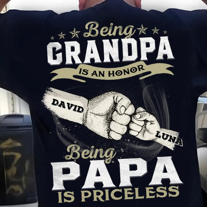 Personalized Grandpa Shirt/Hoodie - Father's Day Gift Idea - Being Grandpa Is An Honor Being Papa Is Priceless