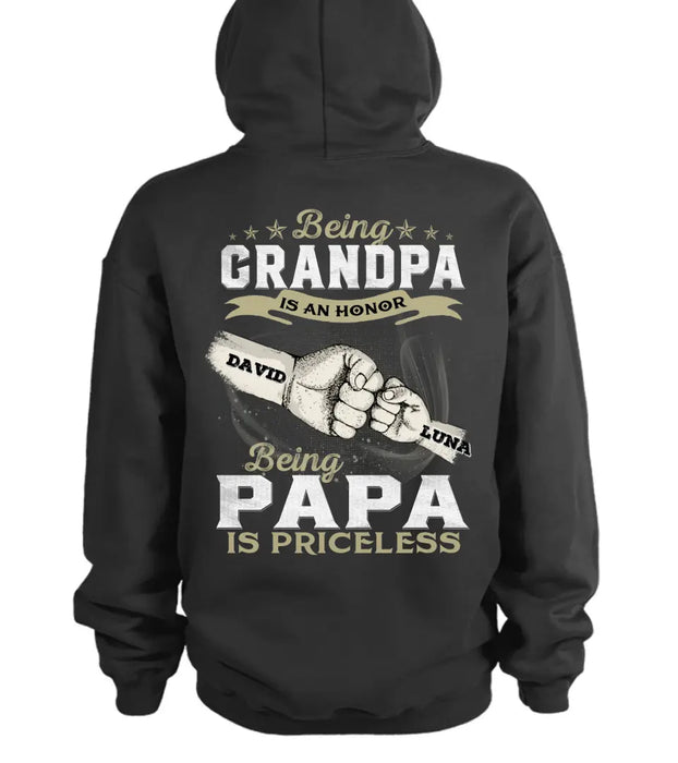 Personalized Grandpa Shirt/Hoodie - Father's Day Gift Idea - Being Grandpa Is An Honor Being Papa Is Priceless
