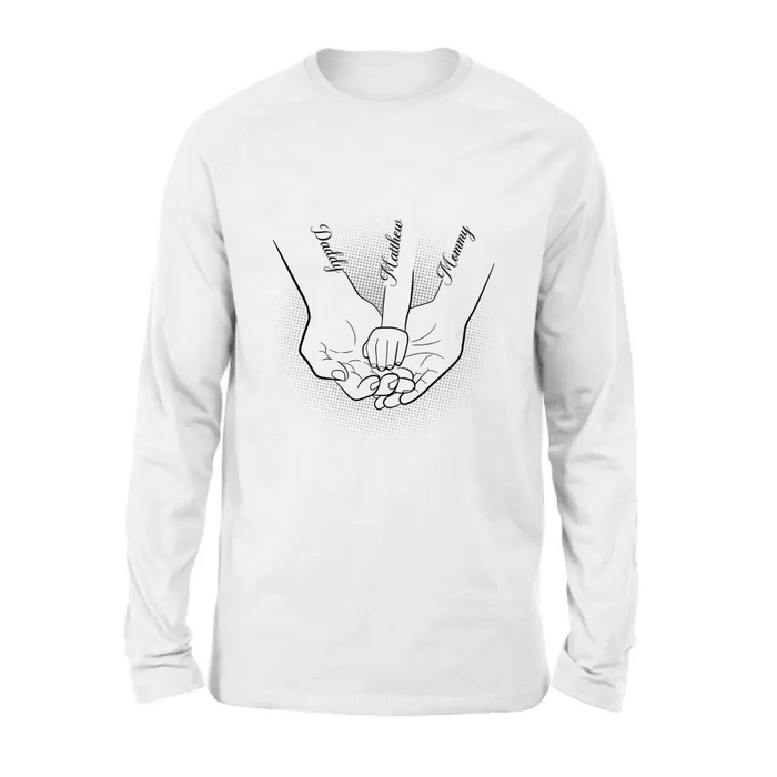 Personalized Family Hand In Hand Shirt/Hoodie - Mother's Day/Father's Day Gift Idea - Up to 3 Kids