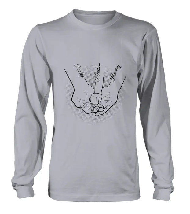 Personalized Family Hand In Hand Shirt/Hoodie - Mother's Day/Father's Day Gift Idea - Up to 3 Kids