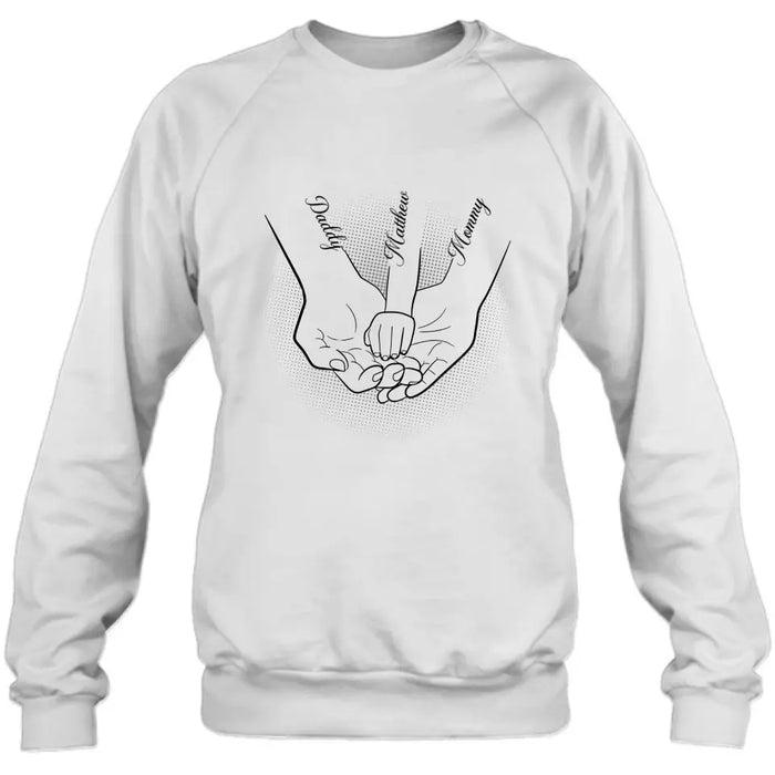 Personalized Family Hand In Hand Shirt/Hoodie - Mother's Day/Father's Day Gift Idea - Up to 3 Kids