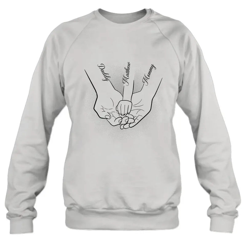 Personalized Family Hand In Hand Shirt/Hoodie - Mother's Day/Father's Day Gift Idea - Up to 3 Kids
