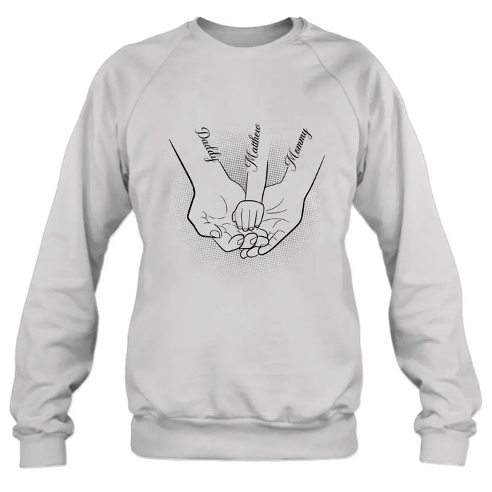 Personalized Family Hand In Hand Shirt/Hoodie - Mother's Day/Father's Day Gift Idea - Up to 3 Kids