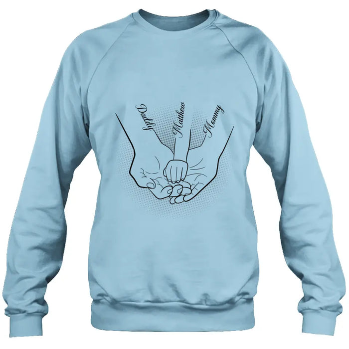 Personalized Family Hand In Hand Shirt/Hoodie - Mother's Day/Father's Day Gift Idea - Up to 3 Kids