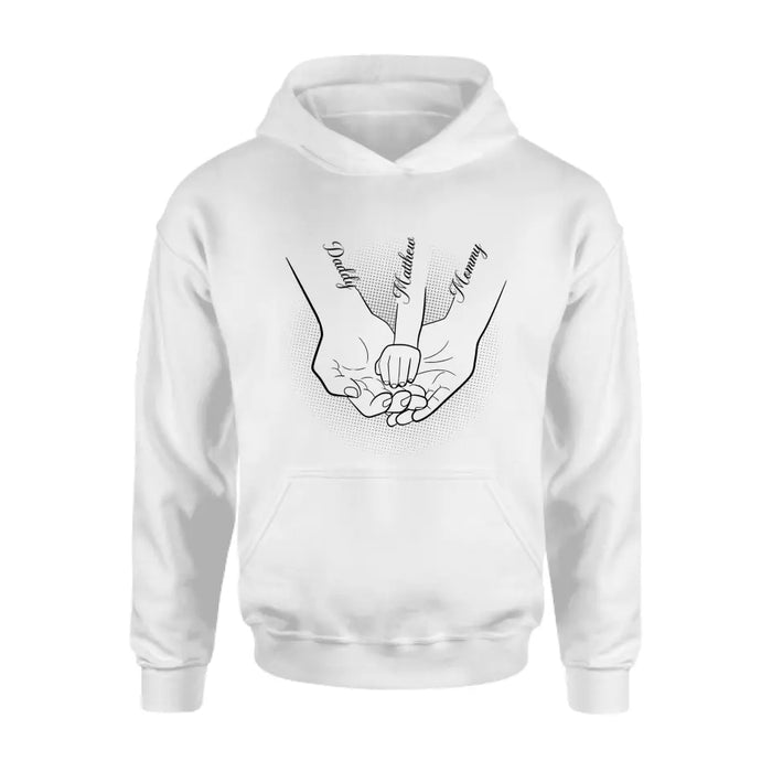 Personalized Family Hand In Hand Shirt/Hoodie - Mother's Day/Father's Day Gift Idea - Up to 3 Kids