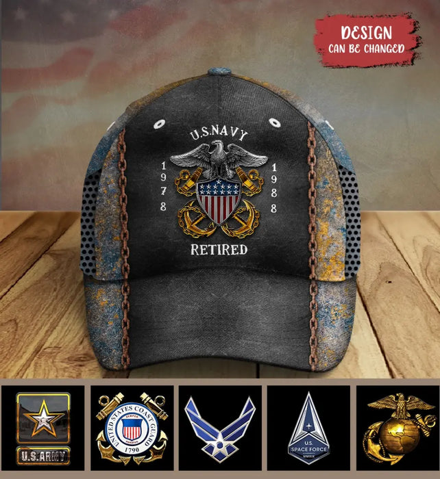 Personalized Retired Veteran Baseball Cap - Father's Day Gift Idea for Veteran
