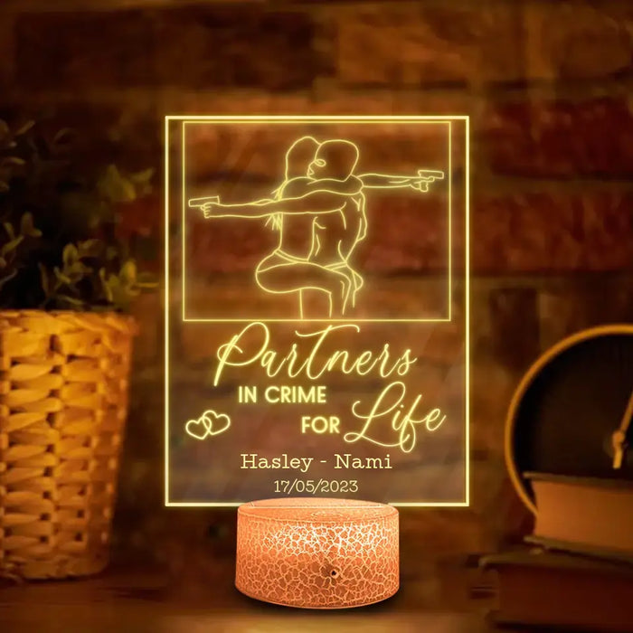 Personalized Couple Acrylic Night Light - Gift Idea for Couple - Partners In Crime For Life