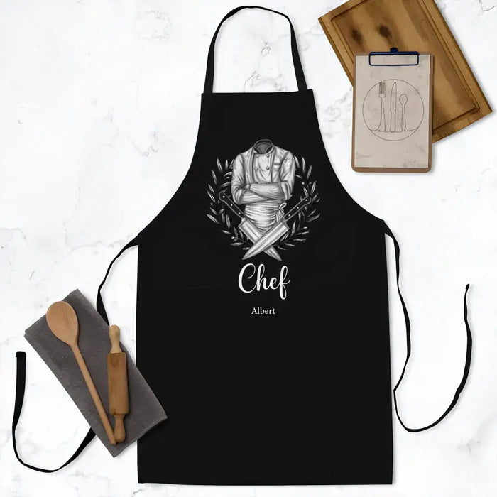 Personalized Chef Pocketless Apron - Father's Day Gift Idea for Chef