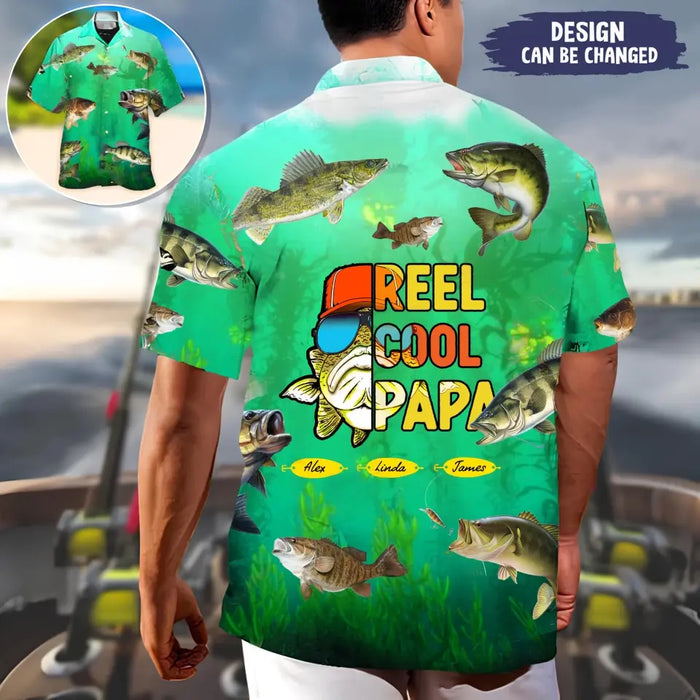 Personalized Dad Hawaiian T-Shirt - Birthday/Father's Day Gift Idea For Dad Papa Grandpa Husband - Hooked On Being Papa