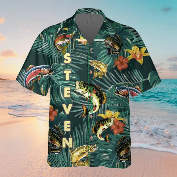 Personalized Fishing Hawaiian Shirt - Father's Day Gift Idea for Fishing Lovers - Can't Work Today My Arm Is In A Cast
