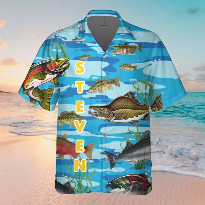 Personalized Fishing Hawaiian Shirt - Father's Day Gift Idea for Fishing Lovers - Can't Work Today My Arm Is In A Cast