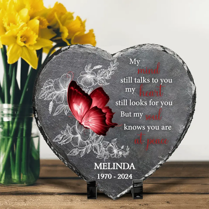 Personalized Memorial Heart Lithograph - Memorial Gift Idea for Mother's Day/Father's Day - My Mind Still Talks To You My Heart Still Looks For You