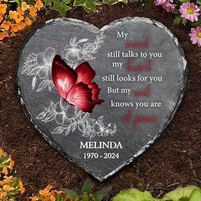 Personalized Memorial Heart Lithograph - Memorial Gift Idea for Mother's Day/Father's Day - My Mind Still Talks To You My Heart Still Looks For You