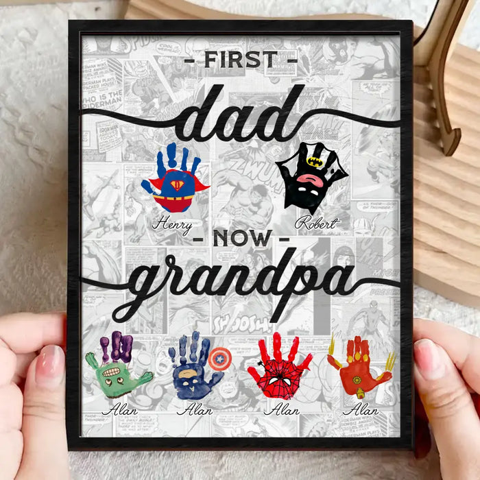 Personalized First Dad Now Grandpa 2 Layered Wooden Art - Father's Day Gift Idea