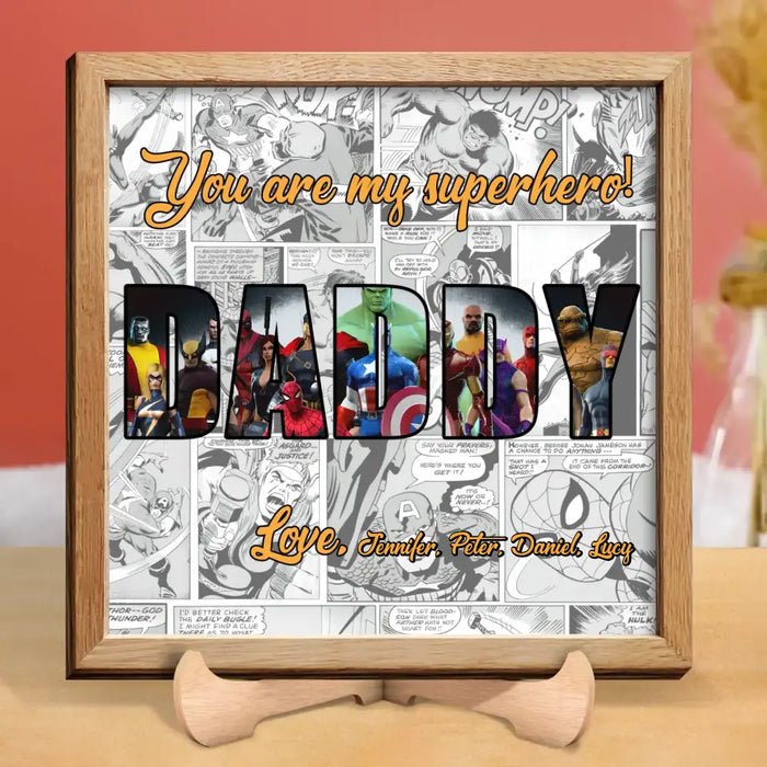 Personalized Dad 2 Layered Wooden Art - Father's Day Gift Idea - You Are My Superhero