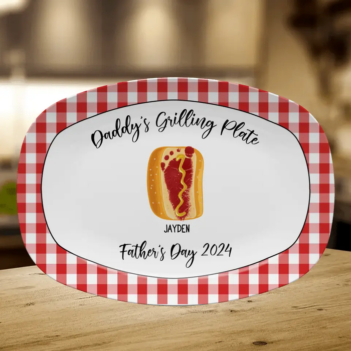 Personalized Daddy Serving Platter - Up to 6 Kids/Pets - Father's Day Gift Idea - Daddy's Grilling Plate