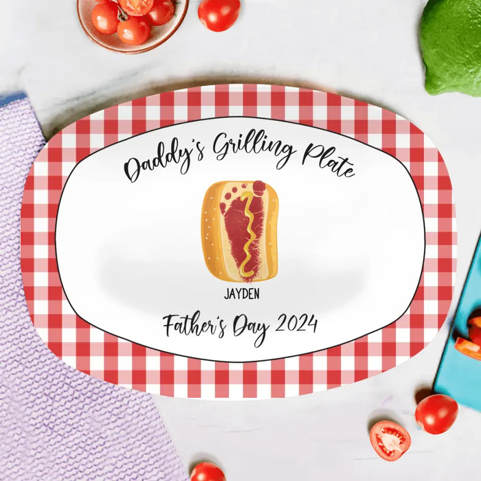 Personalized Daddy Serving Platter - Up to 6 Kids/Pets - Father's Day Gift Idea - Daddy's Grilling Plate