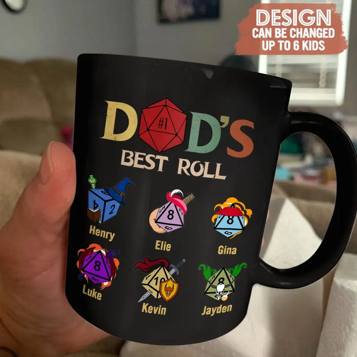 Personalized Dad's Best Roll Coffee Mug - Gift Idea for Father's Day - Up to 6 Kids
