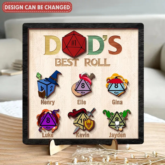Personalized Dad's Best Roll 2 Layered Wooden Art - Gift Idea for Father's Day - Up to 6 Kids