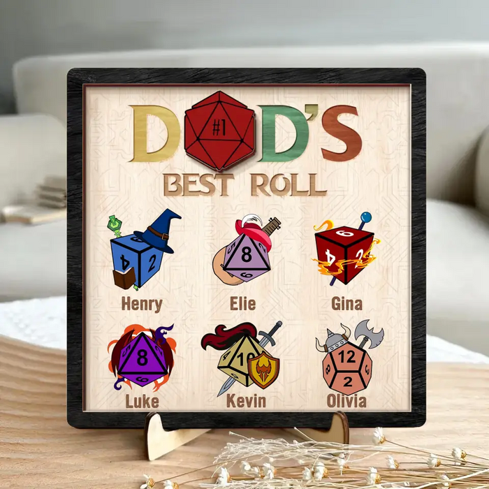 Personalized Dad's Best Roll 2 Layered Wooden Art - Gift Idea for Father's Day - Up to 6 Kids
