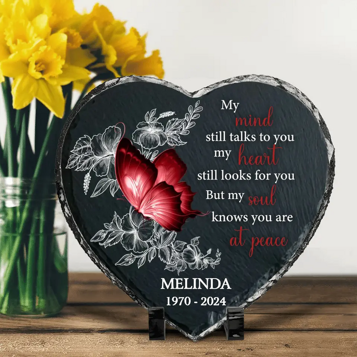 Personalized Memorial Heart Lithograph - Memorial Gift Idea for Father's Day - My Mind Still Talks To You My Heart Still Looks For You