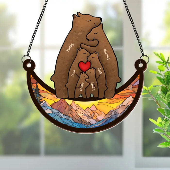 Personalized Family Suncatcher Ornament - Up to 4 Children - Gift Idea for Father's Day/Family
