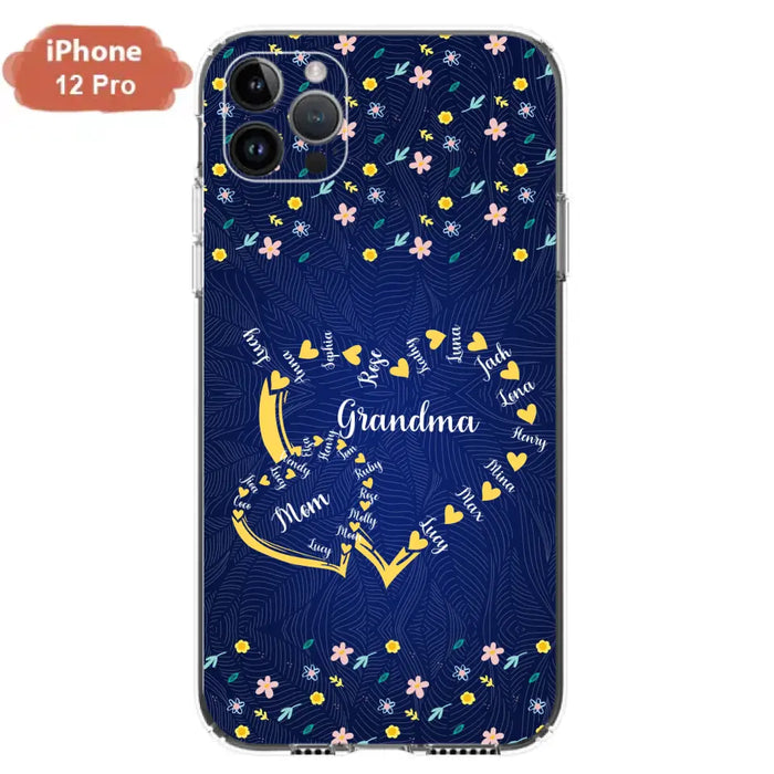 Personalized Grandma Mom Phone Case - Gift Idea For Mother's Day - Up to 12 Kids - Case For iPhone And Samsung