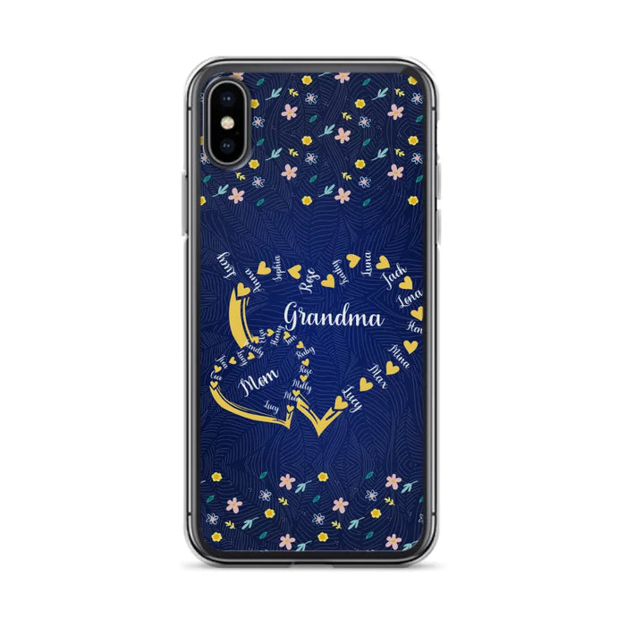 Personalized Grandma Mom Phone Case - Gift Idea For Mother's Day - Up to 12 Kids - Case For iPhone And Samsung