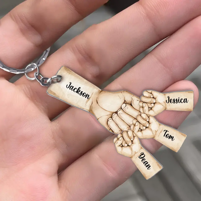 Personalized Dad Acrylic Keychain - Up to 4 Kids - Gift Idea for Father's Day