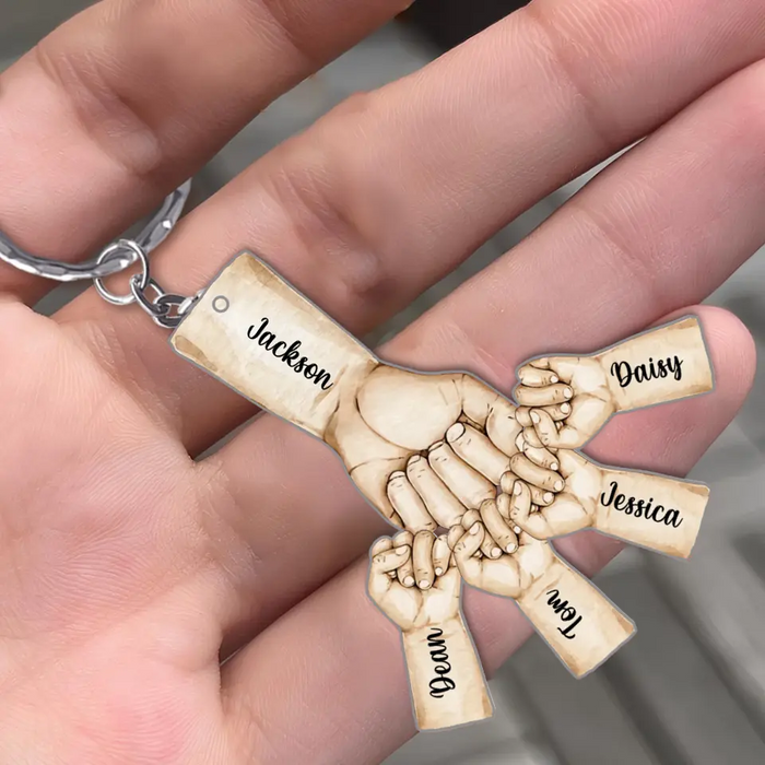 Personalized Dad Acrylic Keychain - Up to 4 Kids - Gift Idea for Father's Day
