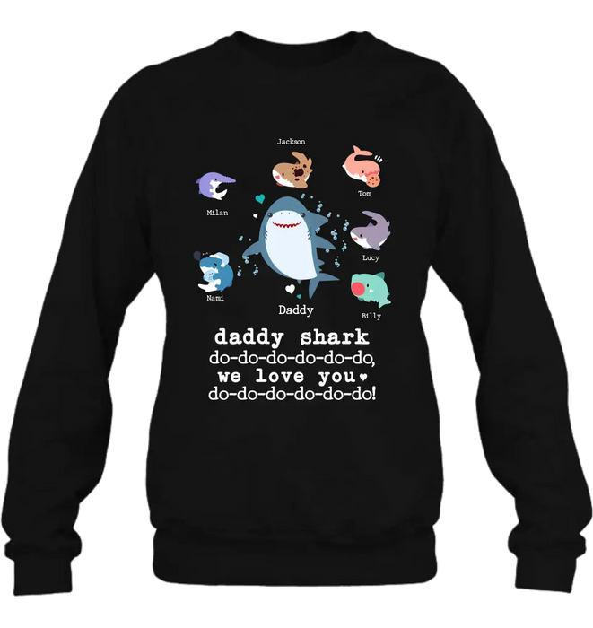 Personalized Shark Shirt/Hoodie - Father's Day Gift Idea With Up to 6 Kids - Daddy Shark We Love You