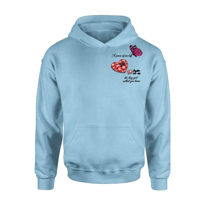 Personalized Memorial Puzzle Shirt/Hoodie - Up to 7 Pieces - Memorial Gift Idea for Mother's Day/Father's Day - A Piece Of Me Left The Day God Called You Home