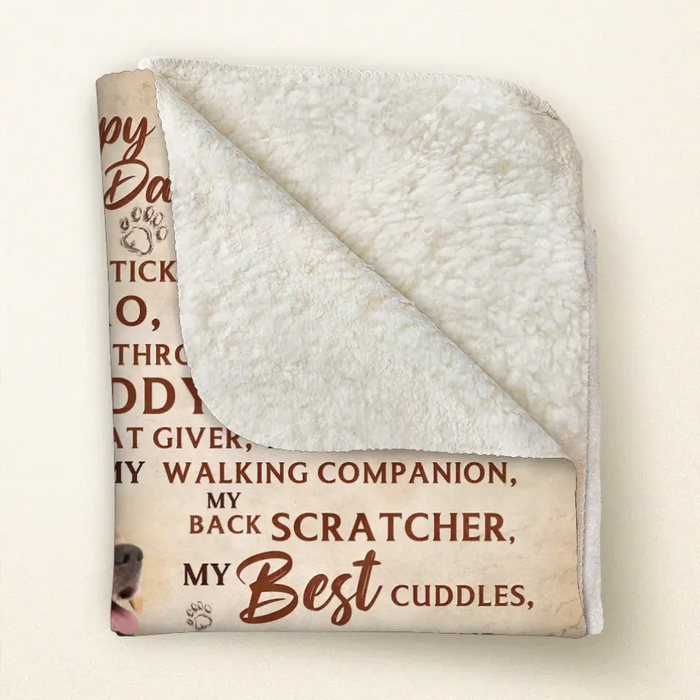 Personalized Father's Day Fleece Throw Blanket - Gift Idea For Dog Owner - Upload Dog Photo - Happy Father's Day To My Hero