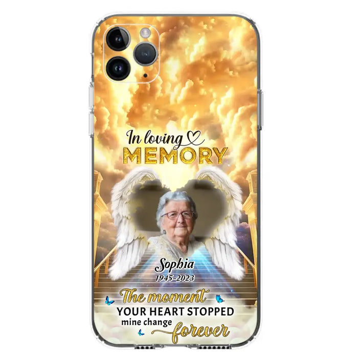 Personalized Photo Memorial Phone Case - Memorial Gift For Loss Of Family Member - The Moment Your Heart Stopped Mine Changed Forever - iPhone/Samsung