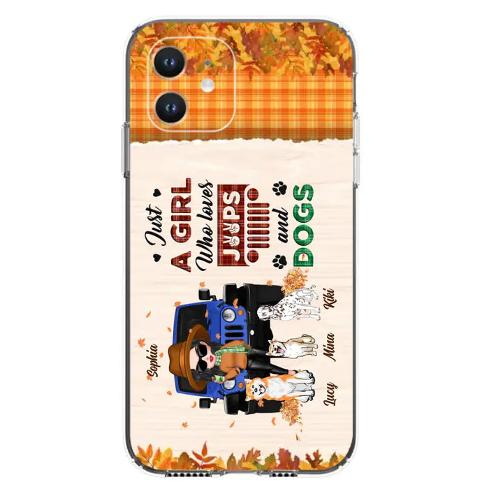 Personalized Off-road Autumn Girl Phone Case - Gift Idea For Girl/Dog Lovers - Up to 3 Dogs - Case For iPhone/Samsung