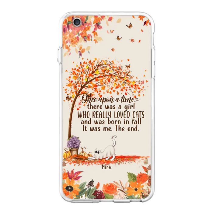 Personalized Cat & Fall Phone Case - Up to 6 Cats - Autumn Gift For Cat Lover - Once Upon A Time - Case For iPhone And Samsung