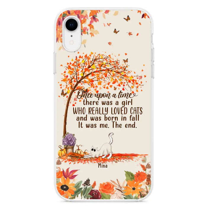 Personalized Cat & Fall Phone Case - Up to 6 Cats - Autumn Gift For Cat Lover - Once Upon A Time - Case For iPhone And Samsung